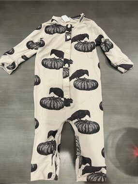 kate quinn l-sleeve button sport jumpsuit pumpkin crow | lenzing modal - 6-12m